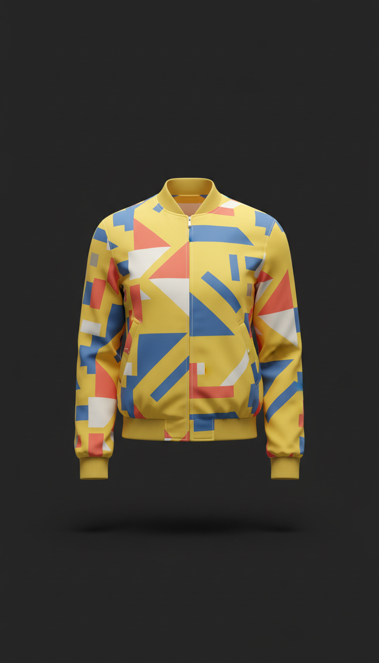 Citrine Yellow abstract pattern bomber jacket